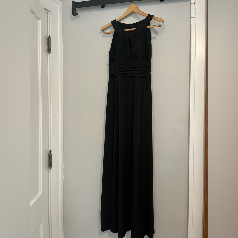 Sangria long, black halter- top, formal cocktail dress. Size 6 - worn only once!